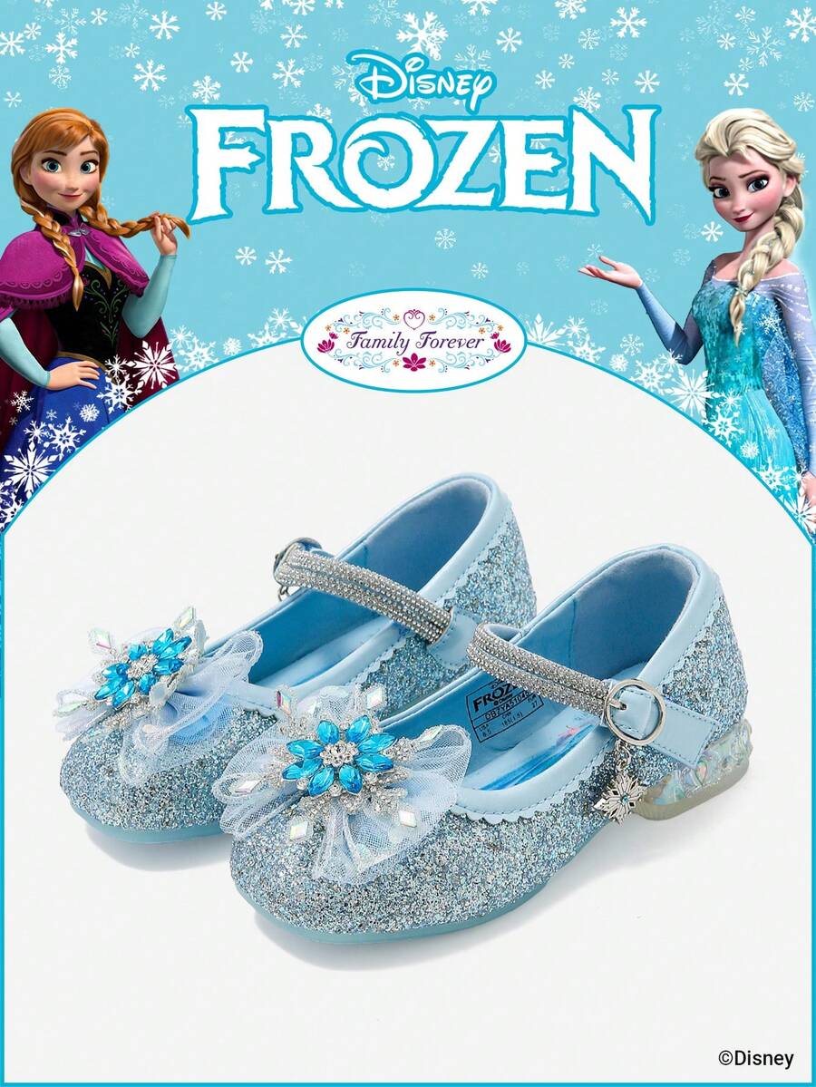 Disney 1 Pair Authorized Collaboration With [Movie Title] Princess Shoes, Suitable For Daily And Outdoor Wear, Comfortable, Non-Slip, Breathable (Children Flat Shoes, Girls Shoes, Princess Shoes, Queen Shoes) - Blue - View 1