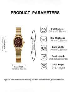 Reloj pulsera de moda para mujer, reloj de cuarzo vintage, lujoso, minimalista, elegante y ligero, adecuado para uso diario, cumpleaños, fiestas, reuniones, regalo ideal para ti o tus amigos - Dorado - Ver 7