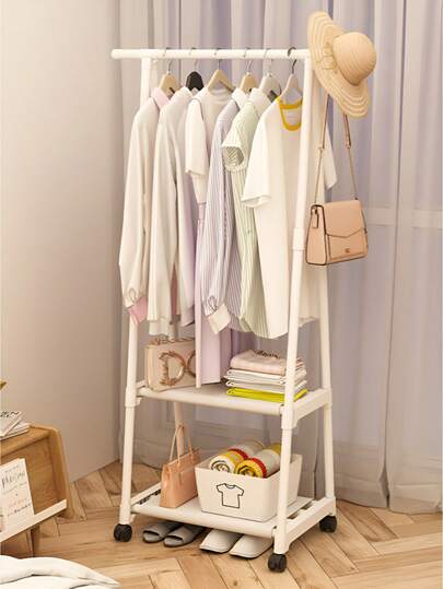 [Compre um e leve outro grátis] Cabideiro de chão triangular de metal com 2 peças, fácil de montar, economiza espaço, com rodízios, varal multifuncional, adequado para uso interno e em varandas.