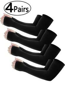 Bộ 4 chiếc/1 cặp ống tay chống nắng thoáng mát Beister, unisex, thích hợp cho hoạt động ngoài trời mùa hè, có lỗ xỏ ngón cái. - Nhiều màu - Xem 13