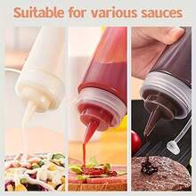 3 buah Botol Bumbu Peras 8oz, Tutup Plastik dengan Tanda Ukuran yang Dapat Diputar, Wadah Dispenser untuk Saus Tomat, Mustard, Saus BBQ, Saus Salad, Minyak Zaitun, Cocok untuk Penggunaan Restoran yang Intensif - MultiWarna - View 9