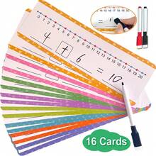 Lachilly 16 Pack Number Line Dry Erase Board Card,10.5" X 3.46" Small Whiteboard Math Manipulatives Addition Subtraction Game For Student Classroom Must Have Homeschool Teacher Supplies Learning Activities Flash Cards Math Game - Multicolor - View 3