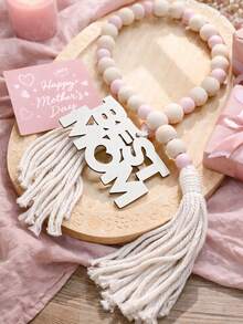 母亲节粉色串珠流苏装饰品(1件),母亲节礼物,波西米亚风桌面摆件,复古家居装饰,家庭之爱的象征,清新春日家居装饰,适用于客厅、卧室、壁炉,意义非凡的纪念装饰,饱含情感的礼物,节日派对装饰,温馨创意礼物 - 款式2 - 查看 6