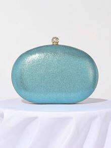 Women's Evening Bags Sparkly Rhinestone Clutch Purses Luxury Handbags | Sparkly, Rhinestone, Luxury, Sparkly, Rhinestone, Luxury - Sparkling Oval Purse With Convertible Gold Chain, Elegant Bridal & Prom Handbag For Weddings, Parties, And Formal Events - 藍色 - 查看 8