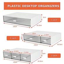 Plastic Desktop Storage Drawers 9 Drawers Stackable Desk Storage Organisers Detachable Storage Drawer Units Storage Box For Makeup Stationery Supplies Home Office Storagegtt - Transparent White - View 3