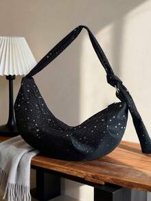 Modern stor kapacitet glittrande diamanter enkel design mångsidig pendlingsväska lätt axelväska för kvinnor - Multifärgad - Visa 13