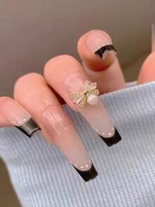 10颗金银3D蝴蝶结美甲水钻，奢华铜锆石美甲饰品，简约百搭可爱美甲装饰，美甲宝石 - 彩色 - 查看 5