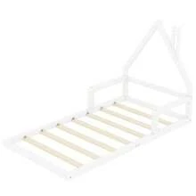 Children's Bed 90 X 200 Cm, Flat Bed, House Shape, Solid Pine, Simple Design, White - White - View 7