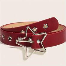 朋克风铆钉星形镂空皮带，美式宽腰带，女士牛仔裤适用，新品上市 - 黑色 - 查看 4