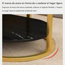 Moderno Veteado Doble Capa De Mármol Auxiliar Mesa De Centro Negro - Negro - Ver 5