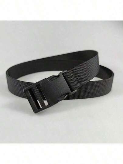 1pc Flat Plastic Buckle Belt, Plastic Buckle Tactical Canvas Waist Belt, Suitable For Casual, School, Autumn, Sports, Outdoor, Adjustable, Breathable, Quick-Dry, Training, No Metal, Daily Wear, All Season, Unisex