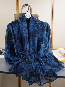 1pc Spring/Summer New Lightweight Chiffon Printed Scarf/Shawl, Sunscreen Scarf Suitable For Daily Use - Multicolor - View 12