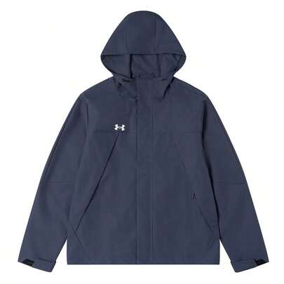 Under Armour 男士梭织连帽夹克，跑步健身运动服，舒适休闲运动夹克，23600401-013