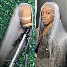 613 Blonde Lace Front Wig, 13x4 Straight Hairline, No Glue Needed, Adjustable Parting, Silky Straight, 20/22/24/26 Inches, 180% Density, Natural Looking, Same Day Shipping - SGray - View 4