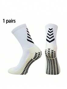 1/6 pares de calcetines de media caña antideslizantes para hombres, calcetines con diseño de puntos para fútbol/baloncesto - Blanco y Negro - Ver 4