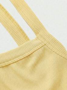 Solid Color Sexy Backless Criss-Cross Strap Casual Sporty Blouse Tank Top, Casual Women Outfits, Summer - Yellow - View 8