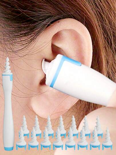 CIMACA 16pcs Spiral Silicone Ear Wax Remover, Soft Spiral Ear Pick, Ear Cleaning Tool, Convenient For Travel, Ideal Gift