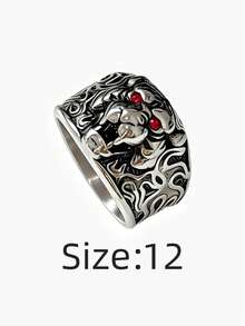 1pc Powerful Tiger Face Niche Style Stainless Steel Ring, Electroplated Waterproof Fade-Resistant, Suitable For Casual Daily Wear, Unique Personalized Enhancing Men's Ring - Tiger Men's Ring - View 17
