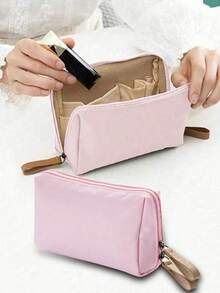 Nécessaire portátil impermeável com estampa de batom rosa (1 unidade), ideal para viagens, armazenamento de cosméticos em casa, estojo de viagem para cosméticos, presente, organizador, acessório com zíper, nécessaire para unhas, nécessaire de higiene pessoal, nécessaire para maquiagem, organizador de maquiagem, presente durável para o Dia das Mães, itens essenciais para as festas de fim de ano, presentes para mães. - Multicolorido - Ver 4