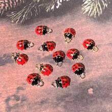 10pcs Mini Plump Ladybug Alloy Enamel Charms Cute Animal Pendant For Necklace Bracelet Earrings - 10pcs Gold - View 8