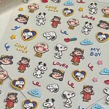 SNOOPY 1片热销可爱浮雕美甲贴纸卡通狗狗儿童DIY笔筒水杯美甲贴纸，送给粉丝、家人和朋友的完美小礼物，情人节礼物，新年礼物，复活节礼物，治愈系学生文具 - 彩色 - 查看 2