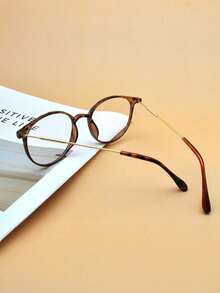 1pc Oval Fashion Computer Glasses, Suitable For Daily Use, Computer, Gaming - Mocha Brown - View 6