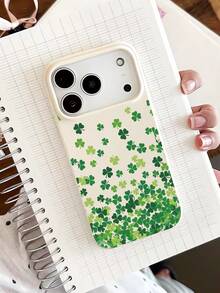 1pc Fashion Personalized Four-Leaf Clover Graphic Aesthetic Pattern Milky White Liquid Edge Phone Case Compatible With IPhone 16/16Pro/16Plus/15/15ProMax/15Pro/11/12/13/14ProMax/11Pro/11ProMax/12Pro/12ProMax/13Pro/13ProMax/14Pro/14ProMax, Soft Shell, High-End Creative - Multicolor - View 3