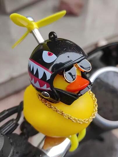 1个独特的橡胶鸭头头盔把手配件，带螺旋桨和护目镜 - 别具一格的街头运动自行车装饰 - 送给骑行者和自行车爱好者的趣味礼物