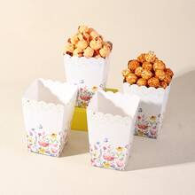 10/20/50个装，白色花朵背景生日快乐食品盒，野花主题派对薯条盒、爆米花杯、爆米花桶和零食盒，适用于茶话会、生日派对装饰、家庭电影之夜，也适合装午餐盒、面包、汉堡等。 - 查看 3