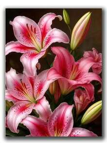 Lily Branch DIY Diamond Mosaic Flowers Diamond Art Painting Wolf Animal Rhinestone Pictures Full Round Diamond Embroidery Landscape Cross Stitch Kits Gift Decorative Paintings - round diamond - View 1