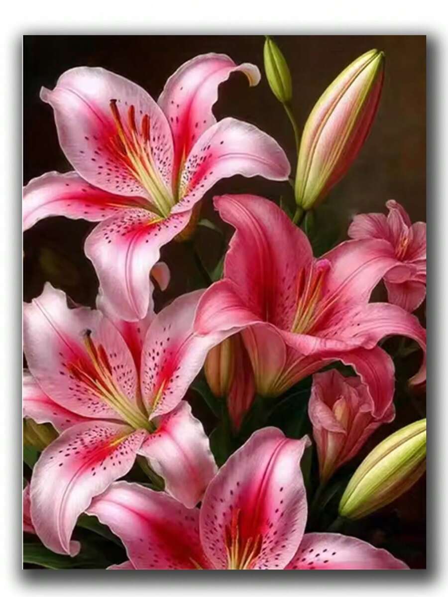 Lily Branch DIY Diamond Mosaic Flowers Diamond Art Painting Wolf Animal Rhinestone Pictures Full Round Diamond Embroidery Landscape Cross Stitch Kits Gift Decorative Paintings - round diamond - View 1