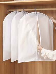 5pcs Garment Dust Covers, Coat Bags, Home Suit Covers, Storage Bags, Wardrobe Clothes Dust Protectors, Coat Covers - White - View 3