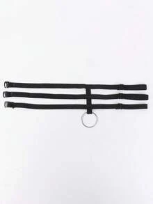 1 pieza Collar gargantilla de cuero multicapa con anillo en O, estilo de vestimenta urbana de vanguardia, accesorio de moda esencial para mujeres en fiestas de club - Adorno de cuello - Ver 3