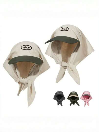 1件装拼接字母刺绣双色棒球帽头巾 - 防晒百搭头饰 - 男女通用 - 日常佩戴 - 户外休闲 - 精美礼品