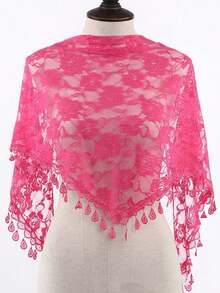 1pc 2026 New Floral Lace Scarf & Headscarf Set For Women, Lightweight & Breathable, Suitable For Weddings, Parties And Formal Events - Solid Color - View 17