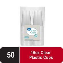 SWEETY-Great Value Disposable Plastic Cups, Clear, 16 Oz, 50 Count - View 5