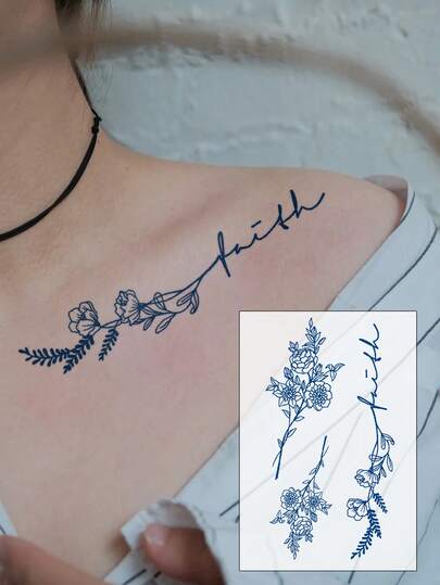 Herbal Juice Semi-Permanent Magic Tattoo Stickers, Realistic Temporary Tattoos With Floral Patterns, Festival Tattoos, Party Favors Temporary Tattoos, 7-14 Days Non-Fading, Non-Reflective, Waterproof For Arm, Leg, Shoulder, Neck, Collarbone, 1 Sheet