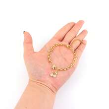 1pc New Classic Initial Cherry Pendant Golden Stainless Steel Chain Bracelets For Women - Yellow Gold - View 3