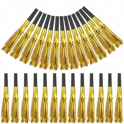 24 PCS Gold Glitter Noise Makers Metallic Fringed Party Blowers Party Noise Makers For Adults Birthday Graduation Sporting Events New Years Parties Favor Decoration Supplies