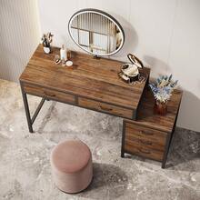 LITTLE TREE Makeup Vanity Desk With 5 Drawers, Rustic Vanity Table With With Reversible Storage Cabinet,Dressing Table For Small Spaces,Women, Girls Bedroom,Home Office(Without Mirror) - Nâu mộc mạc - Xem 10