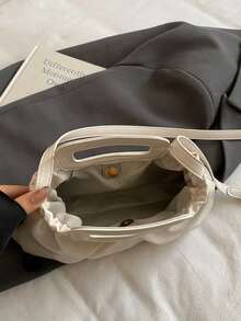 SIMUTINE 独特高品质云朵造型手提包，新款褶皱腋下包，时尚手提小钱包，PU材质，适合日常使用、购物、通勤、工作和大学生活 - 白色 - 查看 9