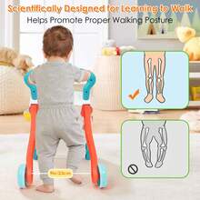 Multi-Functional Baby Walker-Push & Walk Learning Activity Walker With Drawing Board, Portable Activity Center For Boys & Girls, Music, Sensory & Balance Training Toy For Motor Skill Development (6M+) - Blue - View 8