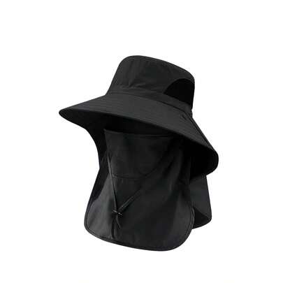 1pc Wide Brim Sun Hat, Bucket Hat (UV Protection, Windproof, Mosquito Repellent), Suitable For Outdoor Activities, Hiking, Fishing In Summer