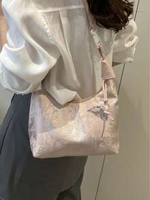 1pc Silk Brocade New Chinese Style Retro Silk Brocade Fashion Minimalist Shoulder Crossbody Handbag - Multicolor - View 5