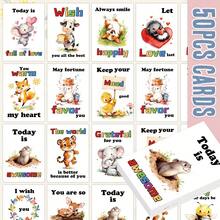 50pcs Cartoon Theme Inspirational Cards - Cute Encouragement Cards With Positive Messages & Animal Illustrations, Positive Affirmation Cards, Daily Motivation Cards For Anyone - A - View 1