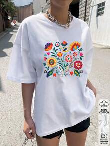 春季和夏季超寬鬆上衣,100%棉質上衣,女士短袖T卹,趣味清新多彩彩色花卉花朵圖案印花,純色圓領,柔軟舒適,日常休閒,街頭服飾,y2k,beach,graduation, vacation,top,summer,spring,t shirt,gym,sport,party top,blouse,we, top,blon, stop, lico, top, 邊緣, 光damen,frühling outfit,jersey,ropa invierno de mujer,verano mujer,趣味T卹,vacation, beach,casual,,cute tops,top negros,top blanco,tops verano,primavera muje,復活節女裝,carnival,四季通用簡約辦公室/休息室/學校women,outfits,美式復古風格,男女同款,外出上衣,秋,plus size woman,valentijn,carnaval,top verano,音樂節,白色上衣 - 白色 - 查看 6