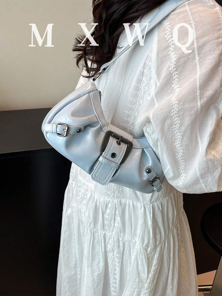 1 chiếc túi xách nữ phong cách retro moto punk đính đinh tán, dây đeo vai điều chỉnh được, dung tích lớn, chất liệu giả da mềm mại, màu gradient, thích hợp cho công sở, đi làm, hẹn hò, dự tiệc.