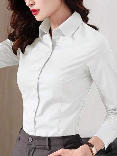 2026 Spring/Autumn New Arrival Women's White Formal Shirt, Long Sleeve Office Work Wear Blouse, Business Suit Lining