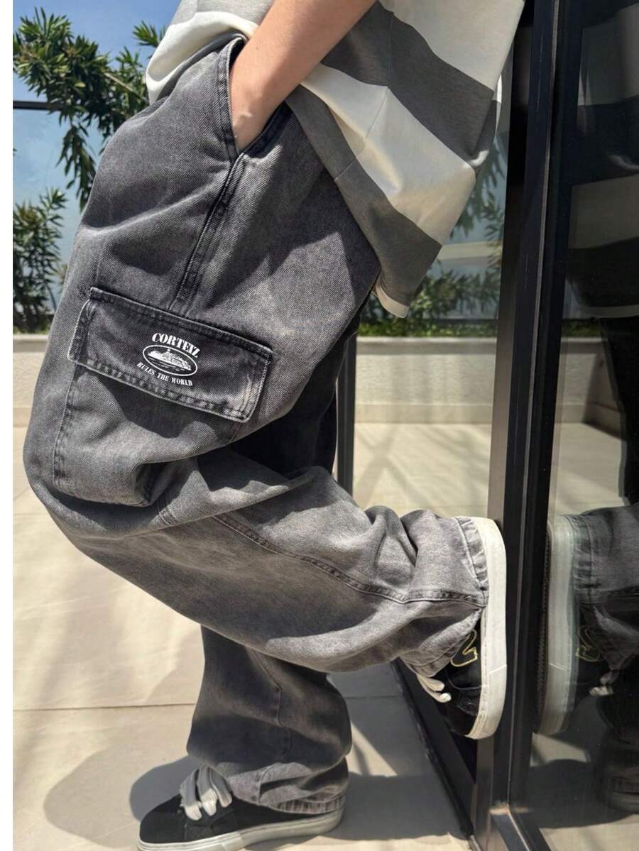 DAZZLING BLACK STONEWASHED BALLOON PANTS - 黑色 黑色 - 查看 1