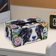 1件装钻石画纸巾盒套装，图案包括蜻蜓、猫、小狗、蝴蝶，木质材质，镶嵌圆形水钻，包含钻石画工具，适用于家居、餐厅、客厅装饰。 - 查看 17